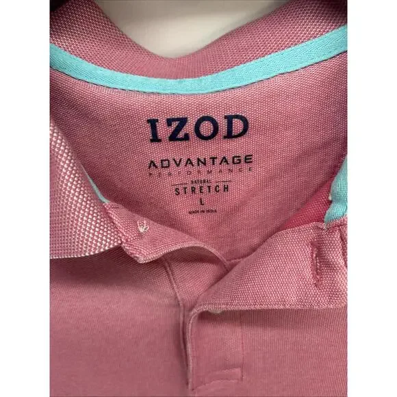 Izod Advantage Performance PINK Polo Golf Shirt Natural Stretch - Size Large - Picture 2 of 8